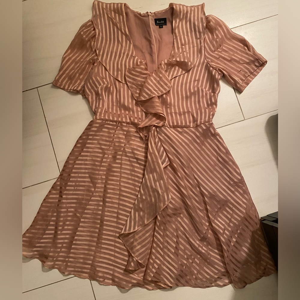 Bardot silky stripes creamy pink dress size 8